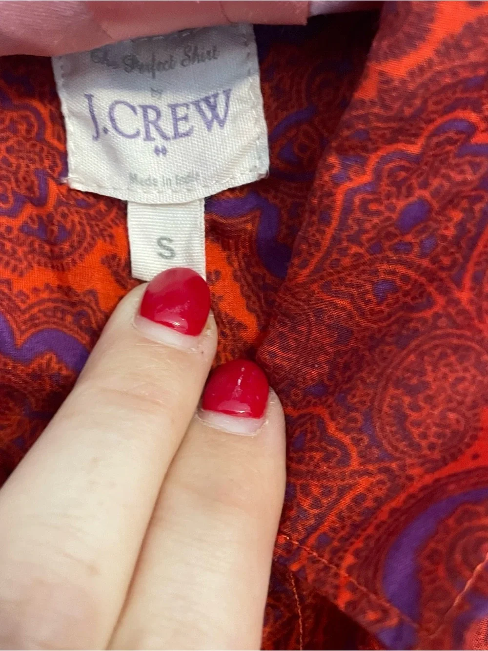 J.Crew Women’s Patterned Long Sleeve Red Button Down Blouse Size Medium